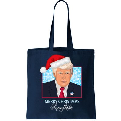 Trump Funny Merry Christmas Snowflake Tote Bag