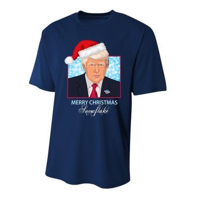 Trump Funny Merry Christmas Snowflake Performance Sprint T-Shirt