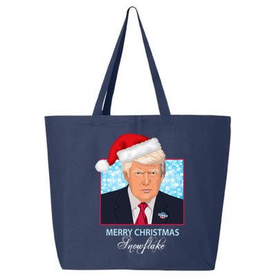 Trump Funny Merry Christmas Snowflake 25L Jumbo Tote