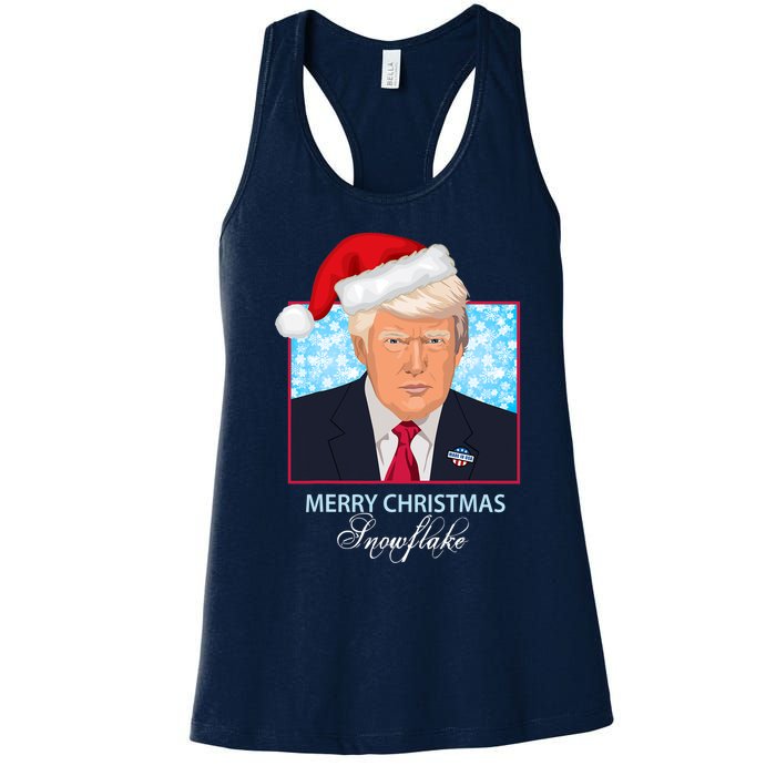 Trump Funny Merry Christmas Snowflake Women's Racerback Tank