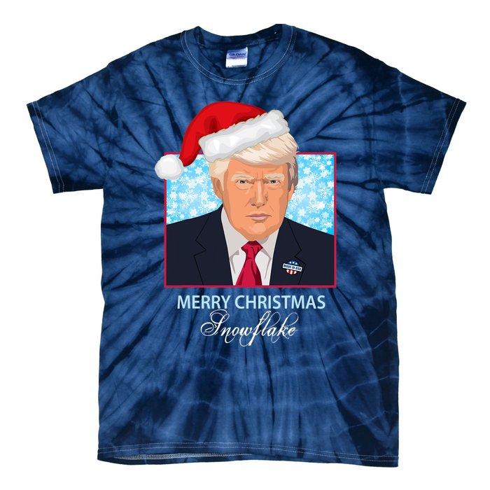 Trump Funny Merry Christmas Snowflake Tie-Dye T-Shirt