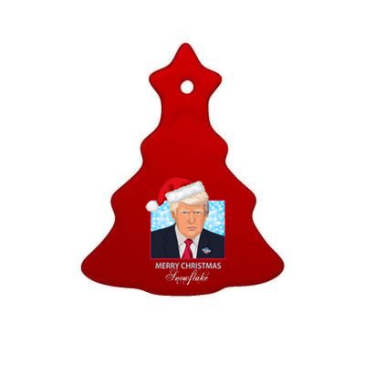 Trump Funny Merry Christmas Snowflake Ceramic Tree Ornament