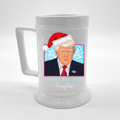 Trump Funny Merry Christmas Snowflake Beer Stein