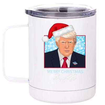 Trump Funny Merry Christmas Snowflake 12 oz Stainless Steel Tumbler Cup