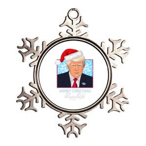 Trump Funny Merry Christmas Snowflake Metallic Star Ornament