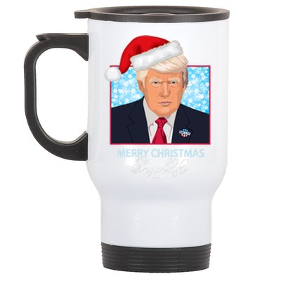 Trump Funny Merry Christmas Snowflake Stainless Steel Travel Mug