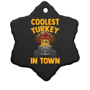 Thanksgiving Funny Monster Truck Coolest Turkey In Town Funny Gift Ceramic Star Ornament