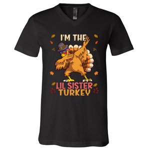 Thanksgiving Family Matching I'm The Lil Sister Turkey Funny V-Neck T-Shirt