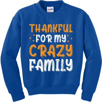 Thankful For My Crazy Family Thanksgiving Family Humor Gift Kids Sweatshirt