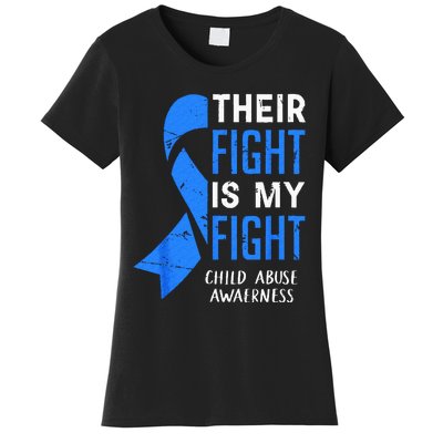 Their Fight My Fight Child Abuse Awareness April Blue Ribbon Women's T-Shirt