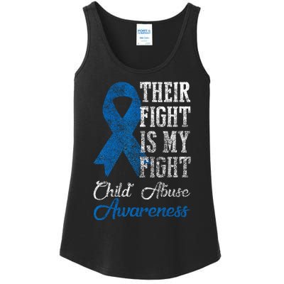 Their Fight My Fight Child Abuse Awareness Blue Ribbon April Ladies Essential Tank