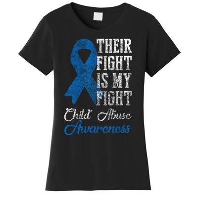 Their Fight My Fight Child Abuse Awareness Blue Ribbon April Women's T-Shirt