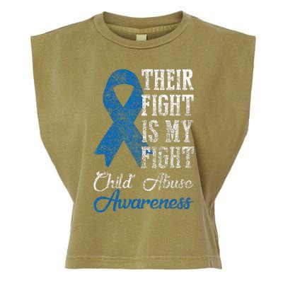 Their Fight My Fight Child Abuse Awareness Blue Ribbon April Garment-Dyed Women's Muscle Tee