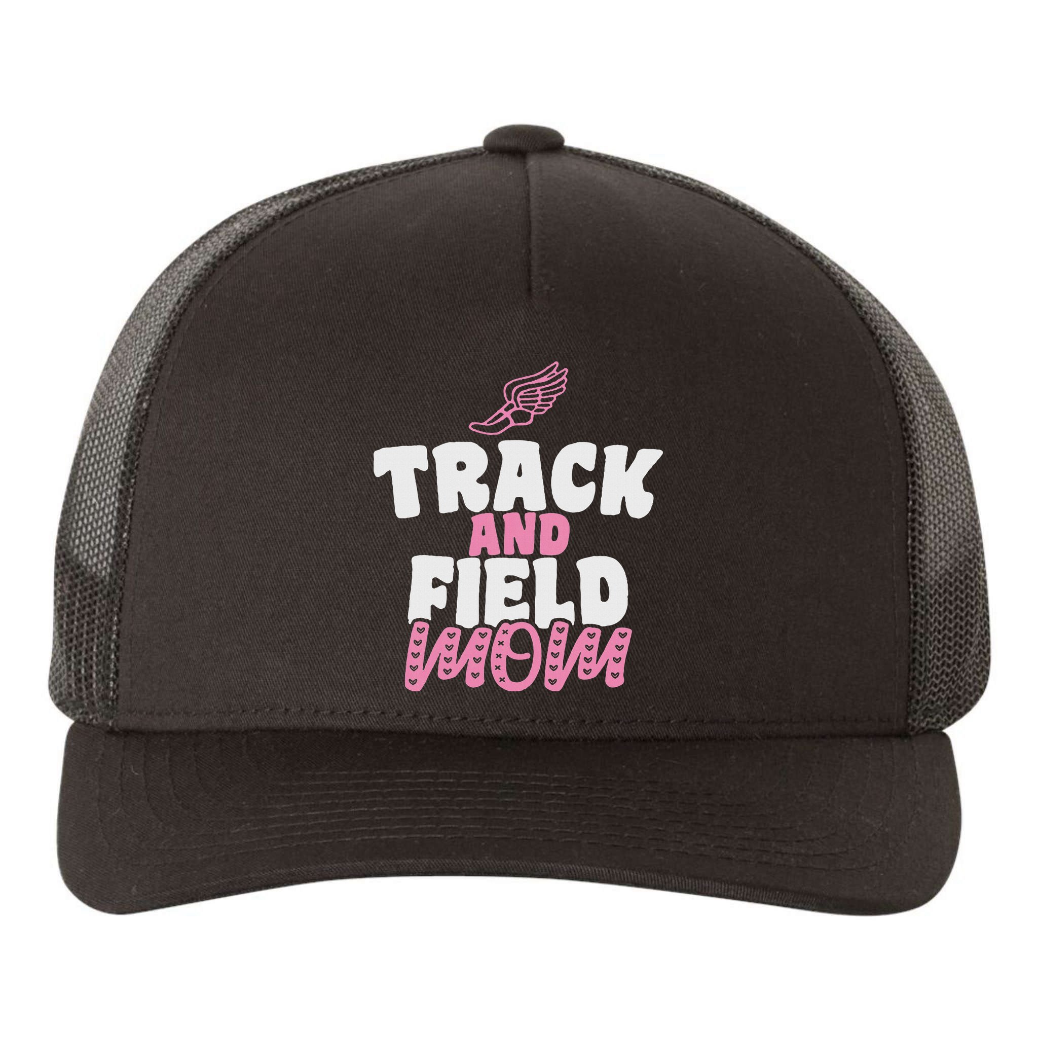 Track & Field Mom Sports Running Proud Mother's Day Yupoong Adult 5-Panel Trucker Hat