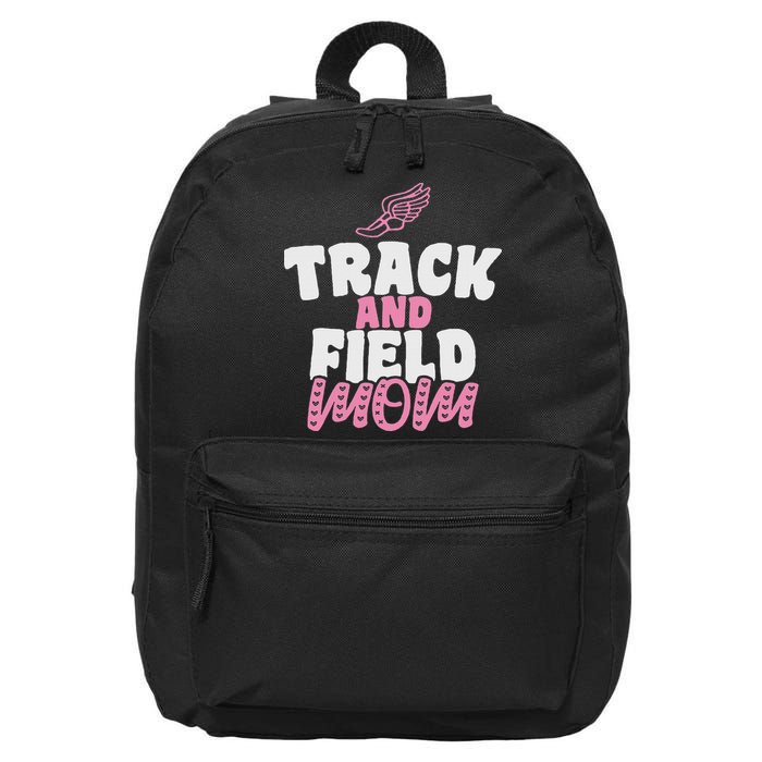 Track & Field Mom Sports Running Proud Mother's Day 16 in Basic Backpack