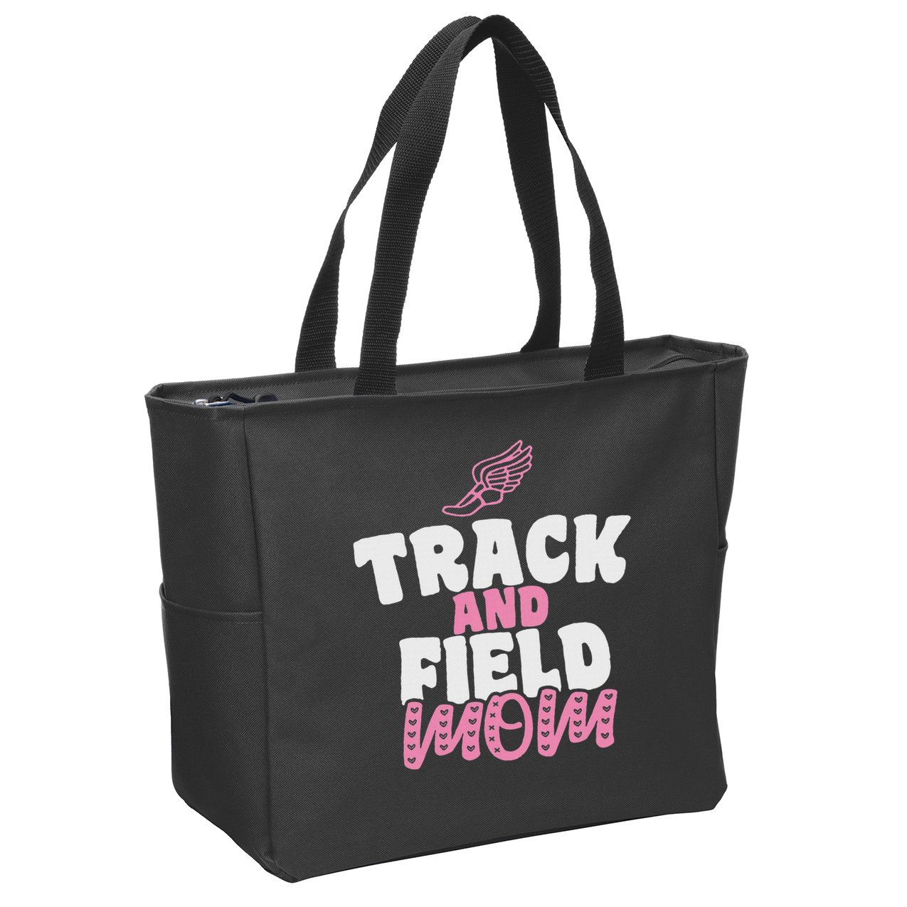 Track & Field Mom Sports Running Proud Mother's Day Zip Tote Bag