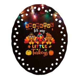 Thankful For My Little Turkeys Teacher Thanksgiving Wome Ceramic Oval Ornament