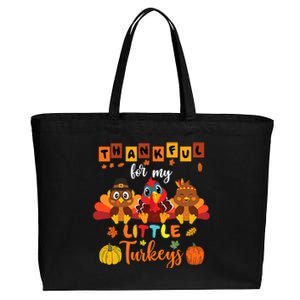 Thankful For My Little Turkeys Teacher Thanksgiving Wome Cotton Canvas Jumbo Tote