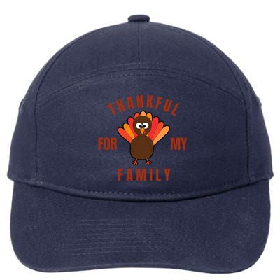 Thankful For My Family Funny Thanksigving Day 7-Panel Snapback Hat