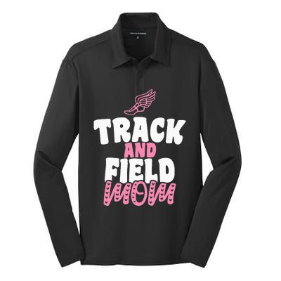 Track & Field Mom Sports Proud Mother's Day Silk Touch Performance Long Sleeve Polo