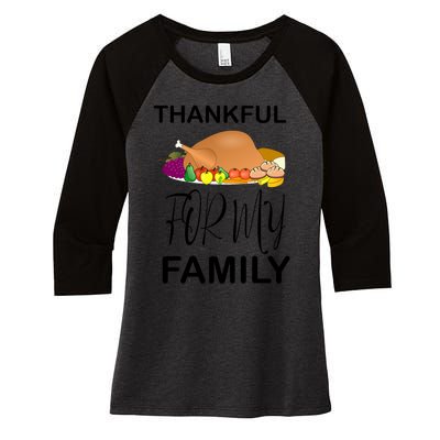 Thankful For My Family Great Gift Women's Tri-Blend 3/4-Sleeve Raglan Shirt