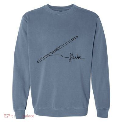 Transverse Flute Music Design One Line Flute Garment-Dyed Sweatshirt