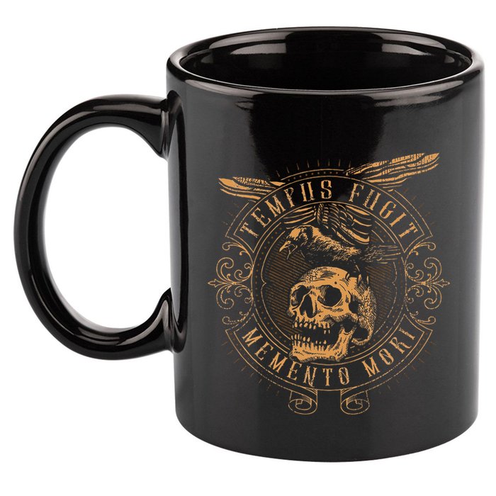 Tempus Fugit Memento Mori Latin Phrase 11oz C Handle Ceramic Mug