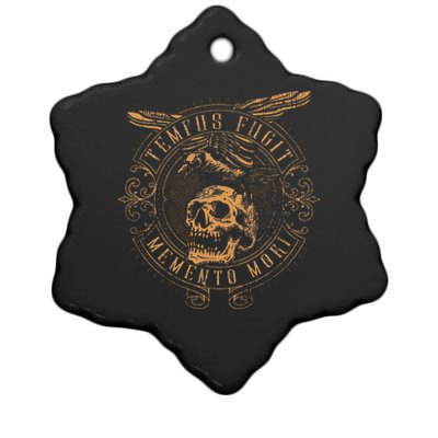 Tempus Fugit Memento Mori Latin Phrase Ceramic Star Ornament