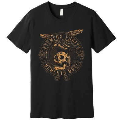 Tempus Fugit Memento Mori Latin Phrase Premium T-Shirt