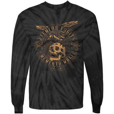 Tempus Fugit Memento Mori Latin Phrase Tie-Dye Long Sleeve Shirt