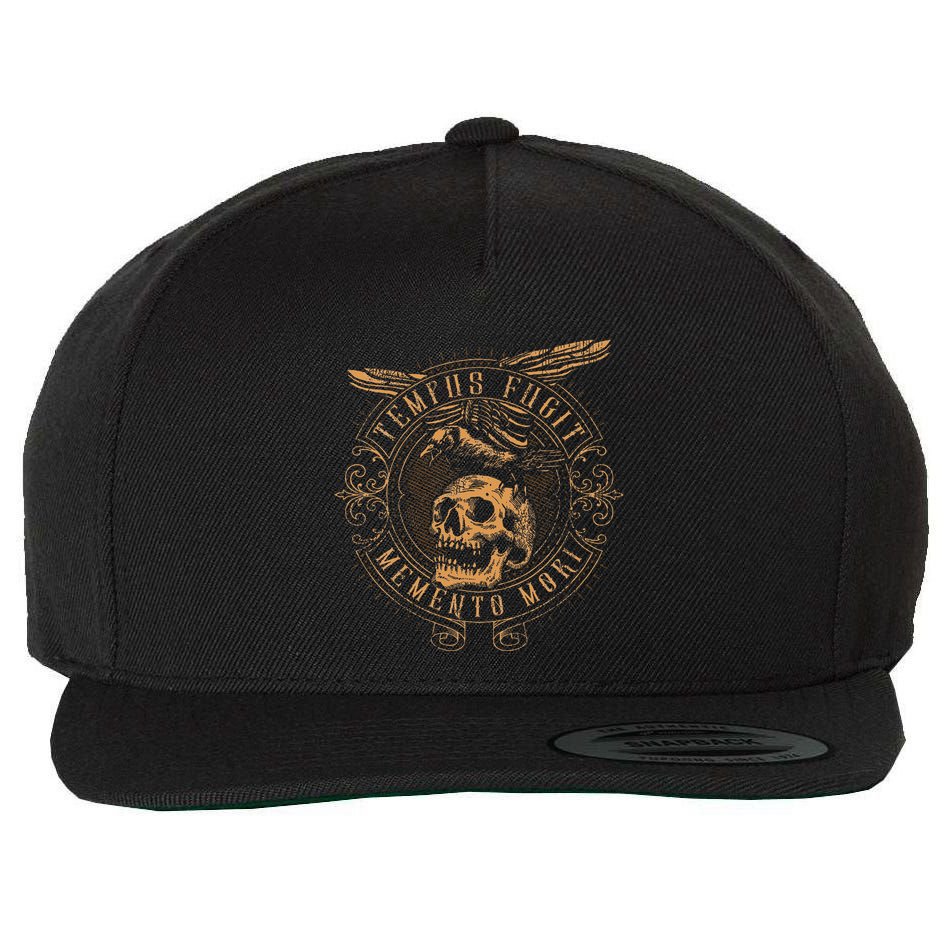 Tempus Fugit Memento Mori Latin Phrase Wool Snapback Cap