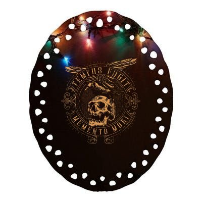 Tempus Fugit Memento Mori Latin Phrase Ceramic Oval Ornament