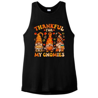 Thankful For My Gnomies Cute Gnome Thanksgiving Ladies PosiCharge Tri-Blend Wicking Tank