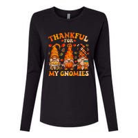 Thankful For My Gnomies Cute Gnome Thanksgiving Womens Cotton Relaxed Long Sleeve T-Shirt