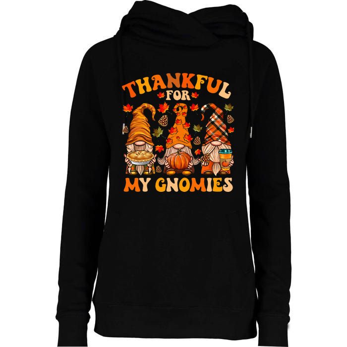 Thankful For My Gnomies Cute Gnome Thanksgiving Womens Funnel Neck Pullover Hood