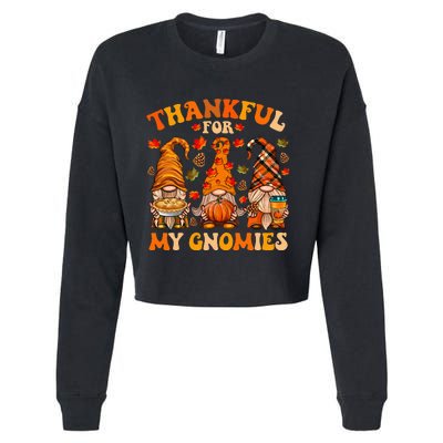 Thankful For My Gnomies Cute Gnome Thanksgiving Cropped Pullover Crew