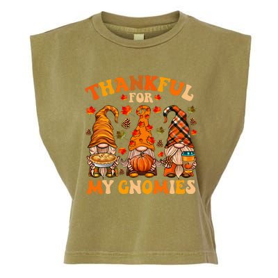 Thankful For My Gnomies Cute Gnome Thanksgiving Garment-Dyed Women's Muscle Tee