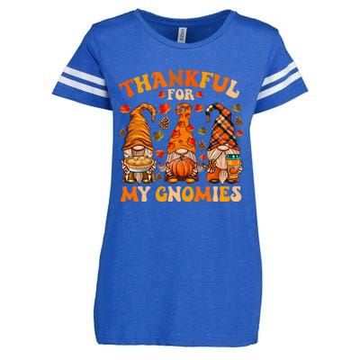 Thankful For My Gnomies Cute Gnome Thanksgiving Enza Ladies Jersey Football T-Shirt