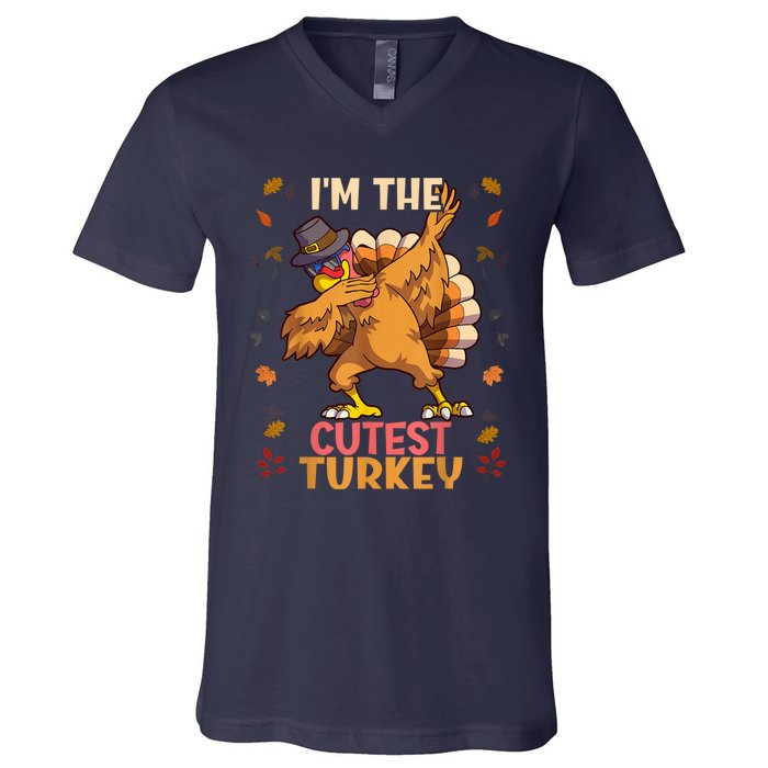 Thanksgiving Family Matching I'm The Cutest Turkey Funny V-Neck T-Shirt