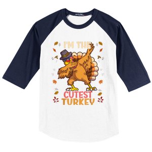 Thanksgiving Family Matching I'm The Cutest Turkey Funny Baseball Sleeve Shirt