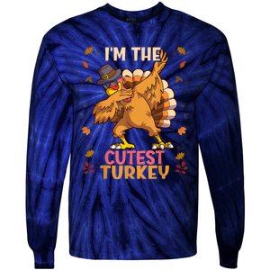 Thanksgiving Family Matching I'm The Cutest Turkey Funny Tie-Dye Long Sleeve Shirt