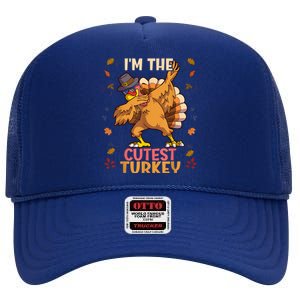 Thanksgiving Family Matching I'm The Cutest Turkey Funny High Crown Mesh Back Trucker Hat