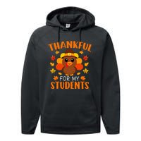 Thankful For My Students Funny Teacher Thanksgiving Performance Fleece Hoodie