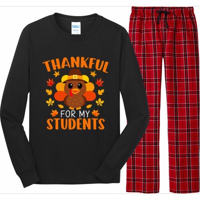 Thankful For My Students Funny Teacher Thanksgiving Long Sleeve Pajama Set