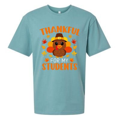 Thankful For My Students Funny Teacher Thanksgiving Sueded Cloud Jersey T-Shirt