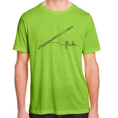 Transverse Flute Music Design One Line Flute Adult ChromaSoft Performance T-Shirt