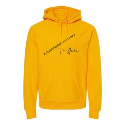 Transverse Flute Music Design One Line Flute Premium Hoodie