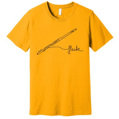 Transverse Flute Music Design One Line Flute Premium T-Shirt