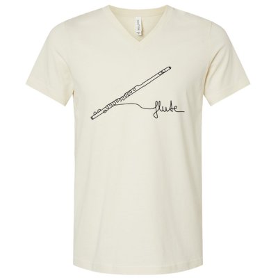 Transverse Flute Music Design One Line Flute V-Neck T-Shirt