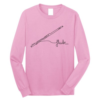 Transverse Flute Music Design One Line Flute Long Sleeve Shirt